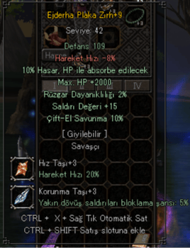 +9 EJDERHA PLAKA 2K HP 10 HP ABSORBE 15 STR 10 ÇİFTEL