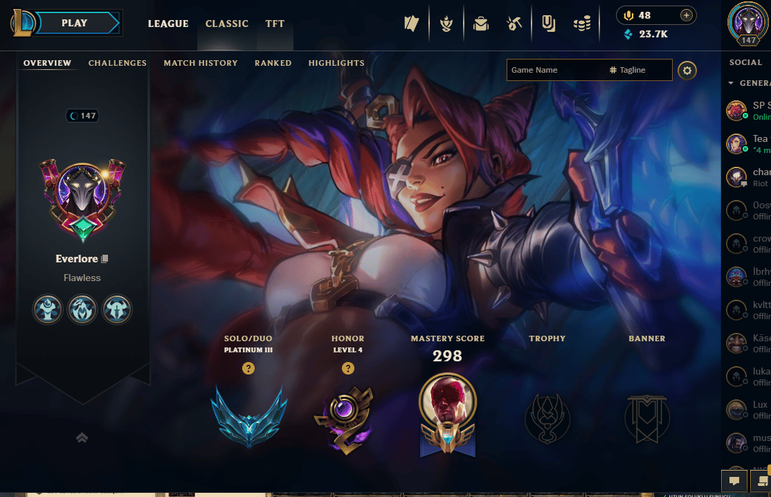 PLAT 3 RANK , 148ADET SKIN - TUM SAMPIYONLAR ACIK EUW HESAP - 146LV