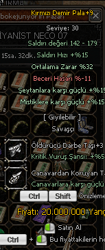 +9 KDP 32 ORT 15 ŞEYTAN 15 MİSTİK +3 TAŞLAR