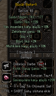 +9  WS LİK BÜYÜK BALTA (10 yarı 12 güç) resim mevcut