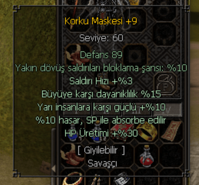 +9 KORKU MASKESİ