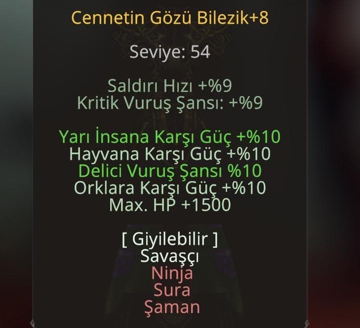CENNET BİLEZİK +8 WS LİK
