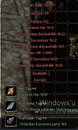 +7 SİYAH ÇELİK ZIRH