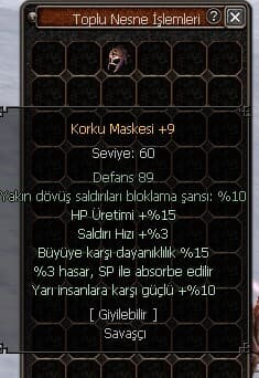 +9 KORKU MASKESİ ELİT