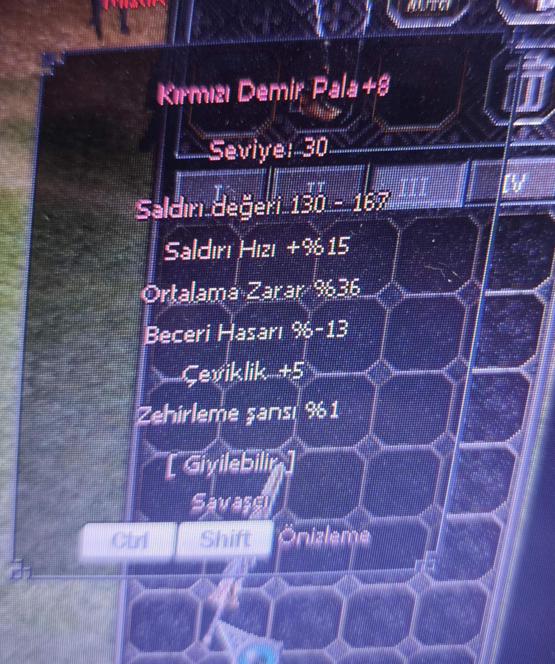36 ört 5 çeviklik +8 kdp