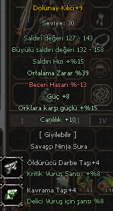 39 ort 8 güç 10 canlılık +9 DOLU