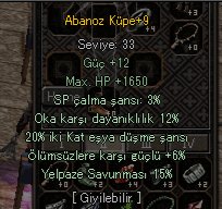 ABANOZ KÜPE +9 20 EŞYA 12 OK