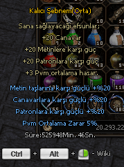 KALICI ŞEBNEM ORTA 20 METİN,CANAVAR,PATRON,5 ORTALAMA ZARAR