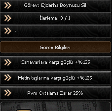 EJDERHA BOYNUZU SİL GÖREVİ KALICI 125 METIN 125 CANAVAR 25 PVM