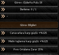 EJDERHA PULU SİL GÖREVİ KALICI 125 METIN 125 CANAVAR 25 PVM