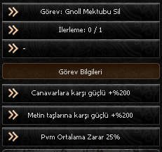 GNOLL MEKTUBU SİL GÖREVİ KALICI 200 METİN 200 CANAVAR 25 PVM ORT