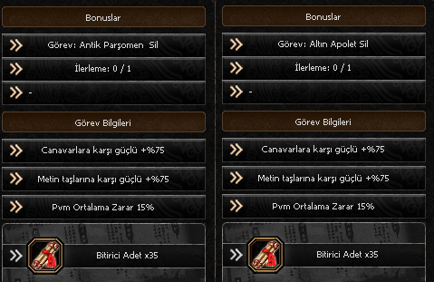ANTİK PARŞOMEN VE ALTIN APOLET SİL GÖREVİ 150 METIN 150 CANAVAR 30 PVM