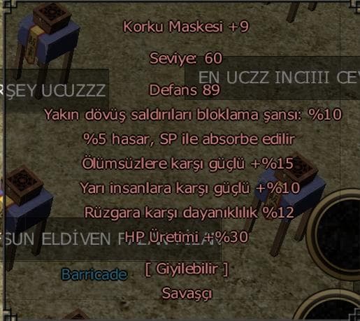 +9 KORKU MASKESİ KULE KATA VE KIZILLIK