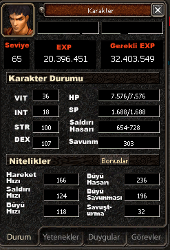 65 lvl ZIHINSEL G1 SKILLER + MUHOSU ILE UYGUNA