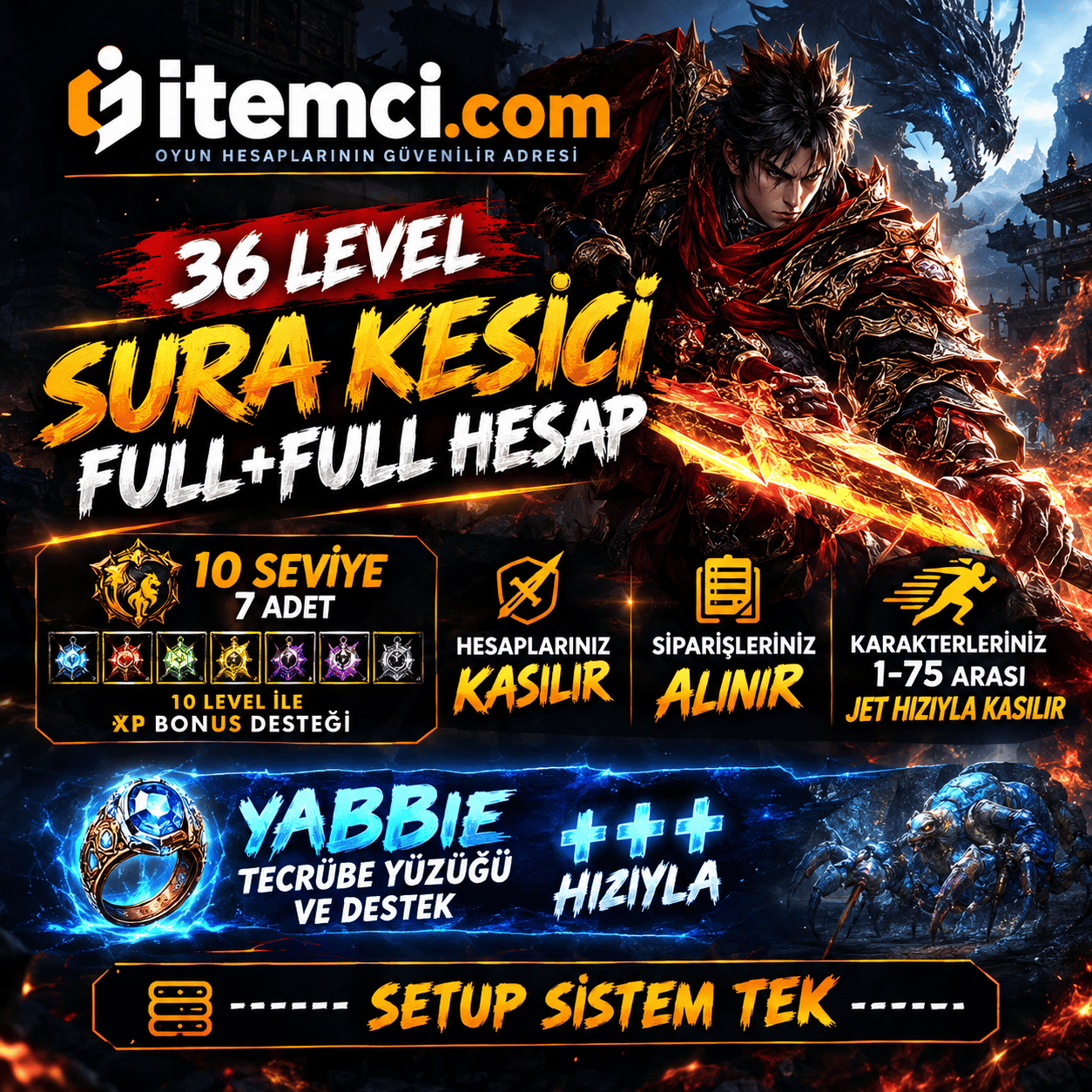 nite hesaplarınız / karakterleriniz kasılır 1-75