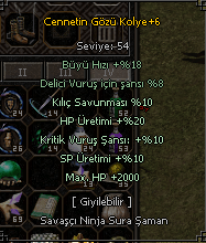 CENNETİN GÖZÜ KOLYE SUNUCUN EN ELİT İTEMİ