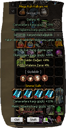 mega ruh kalkan +4 pvmler 4-4 perma cevherli
