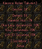 15 KILIÇ / 15 ÇİFTEL / 10 OK NİNJA ZIRHI