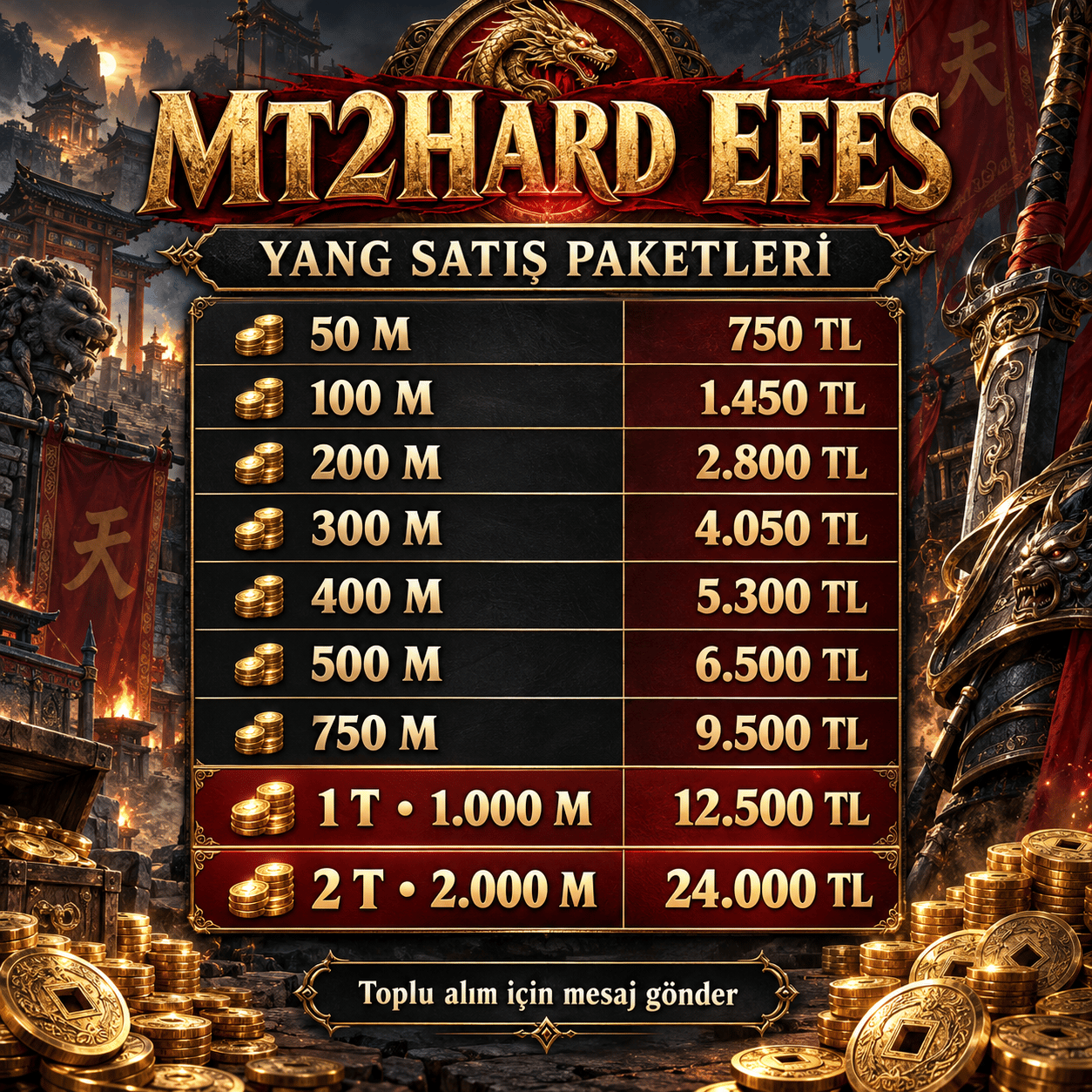 100 M Yang | MT2Hard Efes | 1450 TL