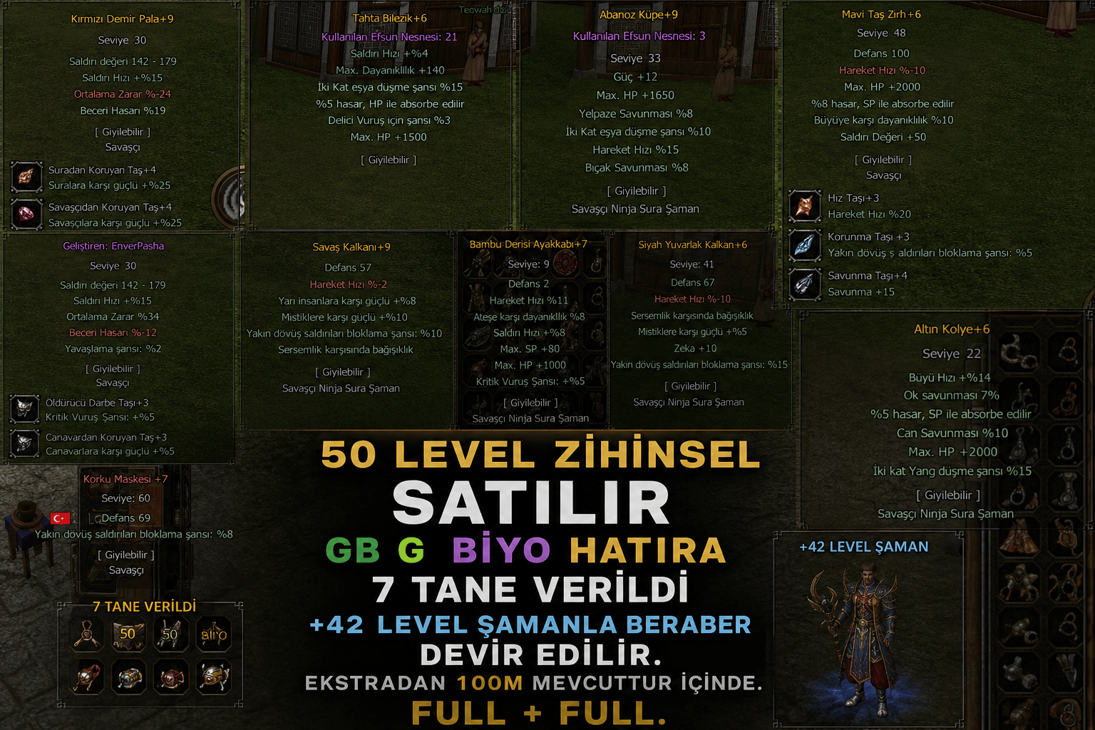 50 level zihinsel + 42 şaman