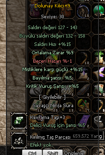 +9 dolu 3 efsun +3 taş