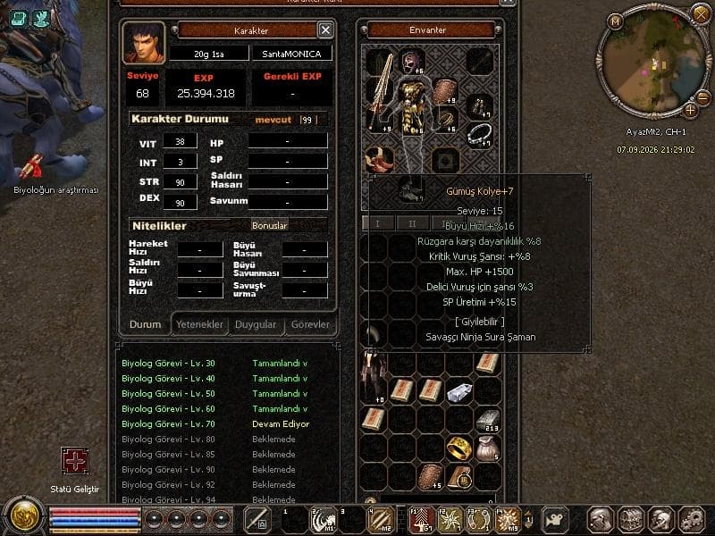 68 LVL BİYO BİTİK ÇITIR İTEMLİ 7.5 K HASARLI SAVAŞÇI  BEDAVAYA