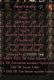 Kaplan Kalkan +8 Güç - Sersemlik B.
