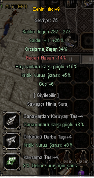 +9 ZEHİR KILICI SV DE TEK !!!