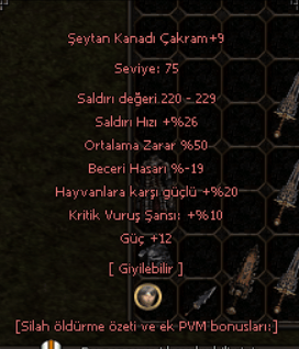 +9 50 ORT ŞEYTAN KANADI ÇAKRAM KRİTİK HAYVAN GÜÇ EFSUN ANINDA TESLİM