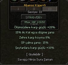 +9 ABANOZ KÜPE 20 ÖLÜMSÜZ 15 EŞYA