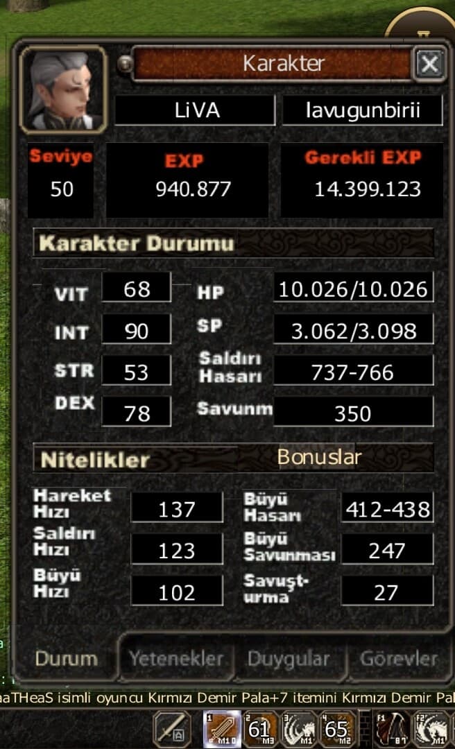 50LEVEL KESKİNLİK İTEMLİ KELEPİR DETAY AÇIKLAMADA