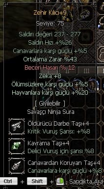 +9 ZEHİR KILICI