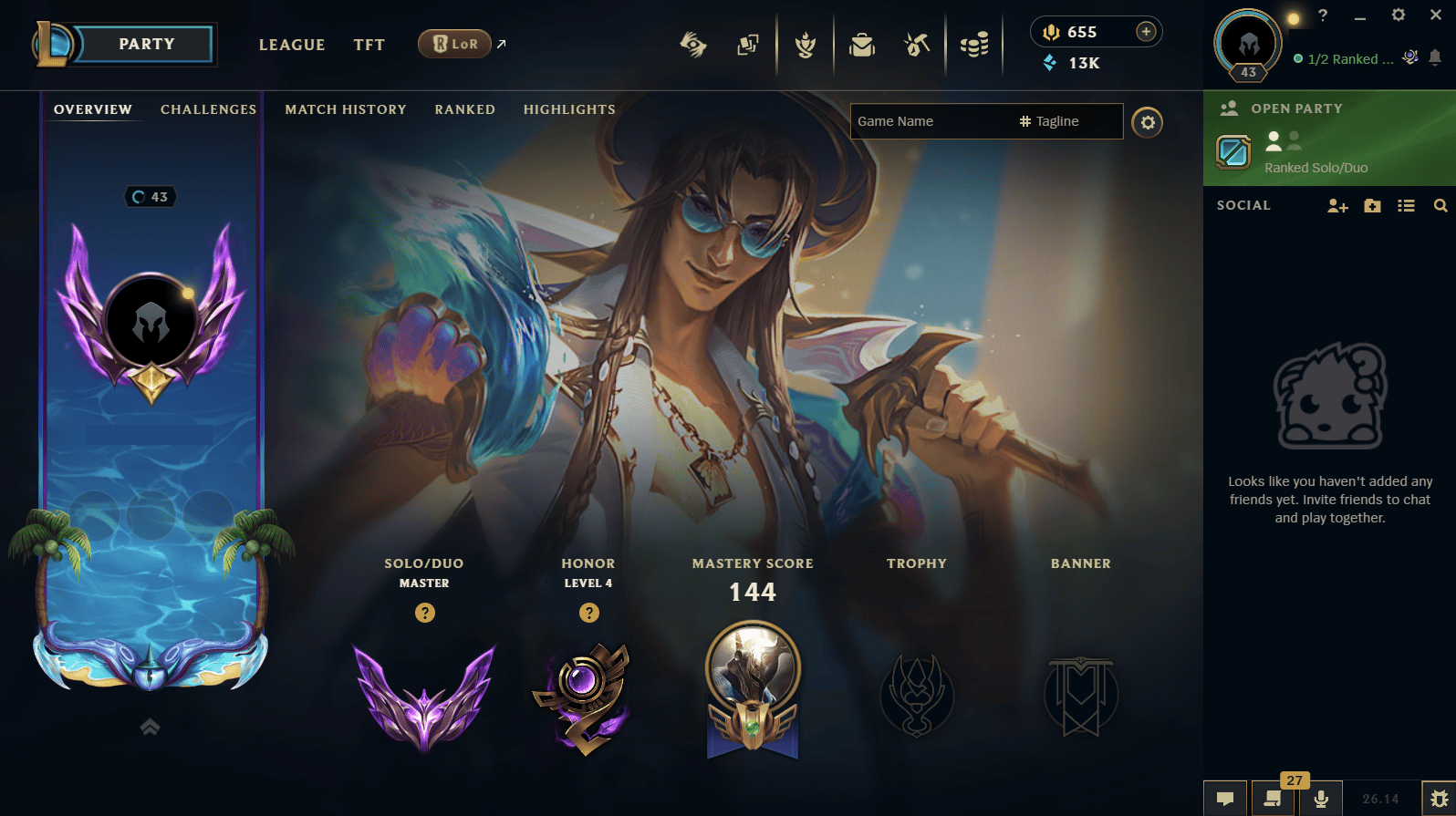 LoL EU WEST Master Fresh Hesap Yüksek MMR Ucuza