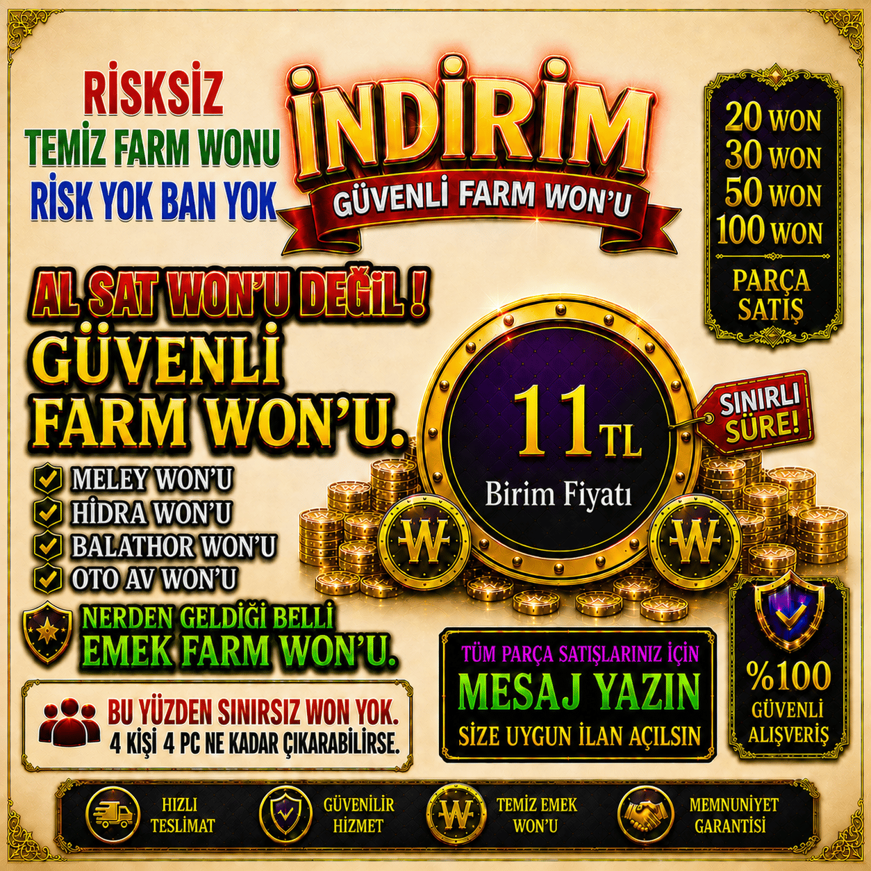 LUCIFER 35 WON ANINDA TESLİM %100 FARM EMEK WONU
