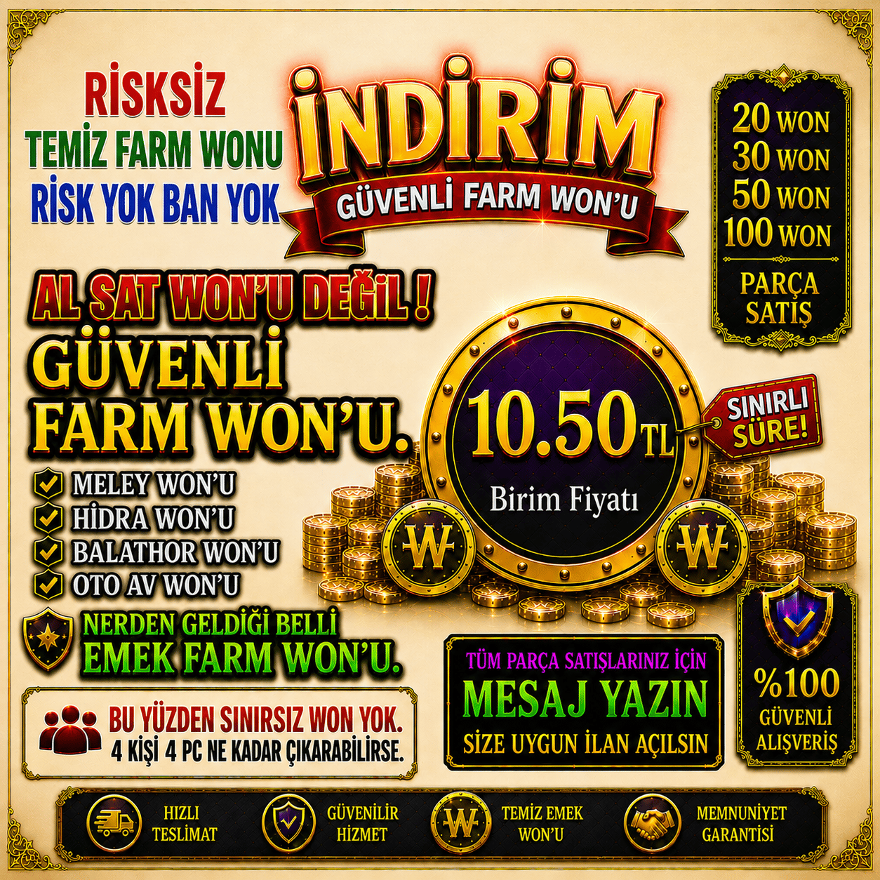 LUCIFER 50 WON ANINDA TESLİM %100 FARM EMEK WONU