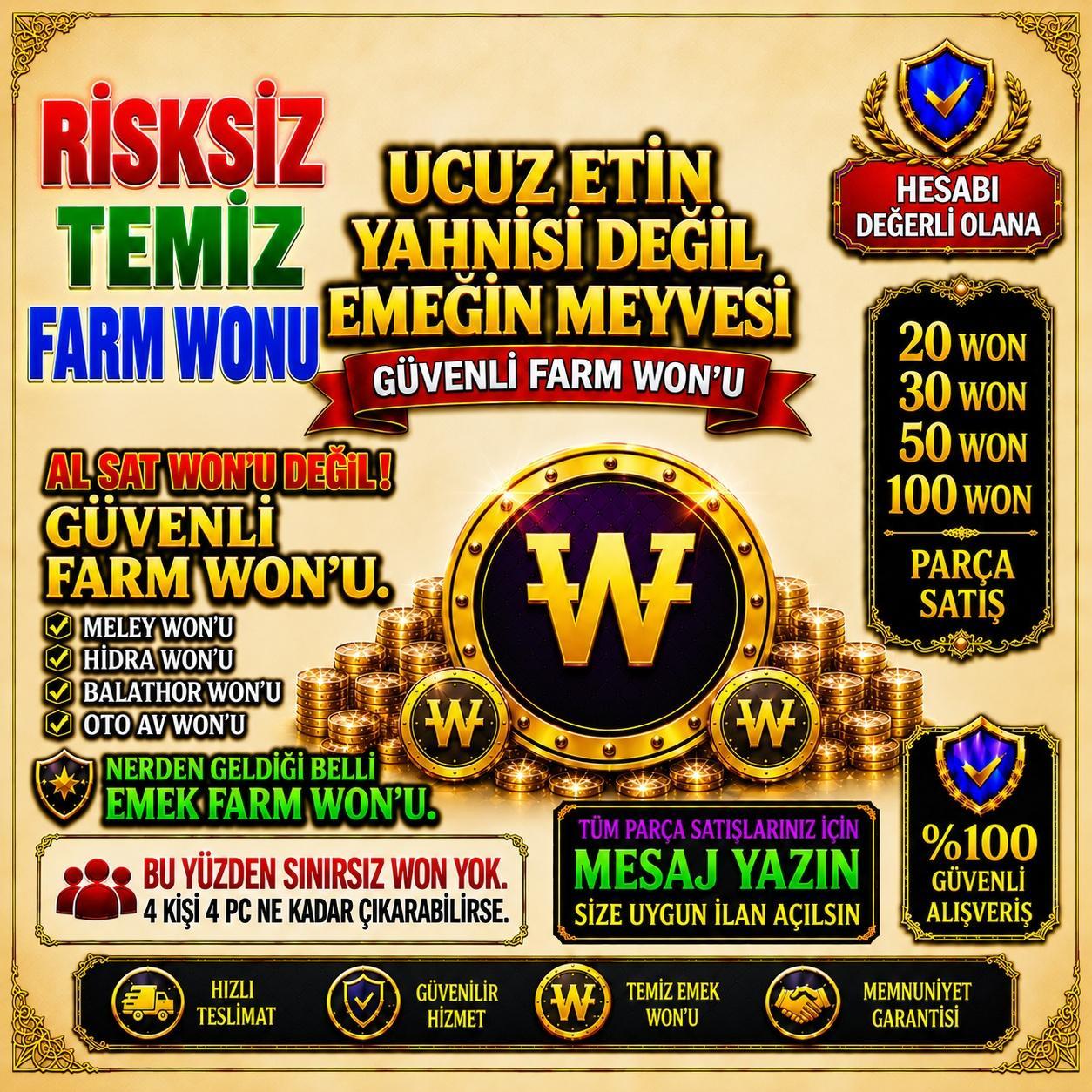 NİTE 5 WON ANINDA TESLİM %100 FARM EMEK WONU
