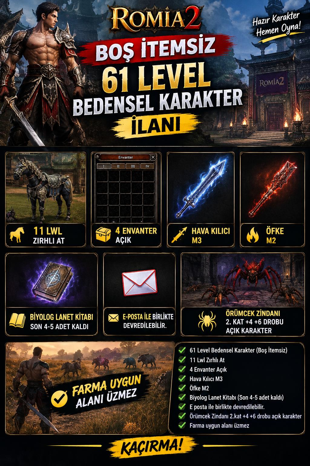 61 LEVEL BEDENSEL BOŞ İTEMSIZ
