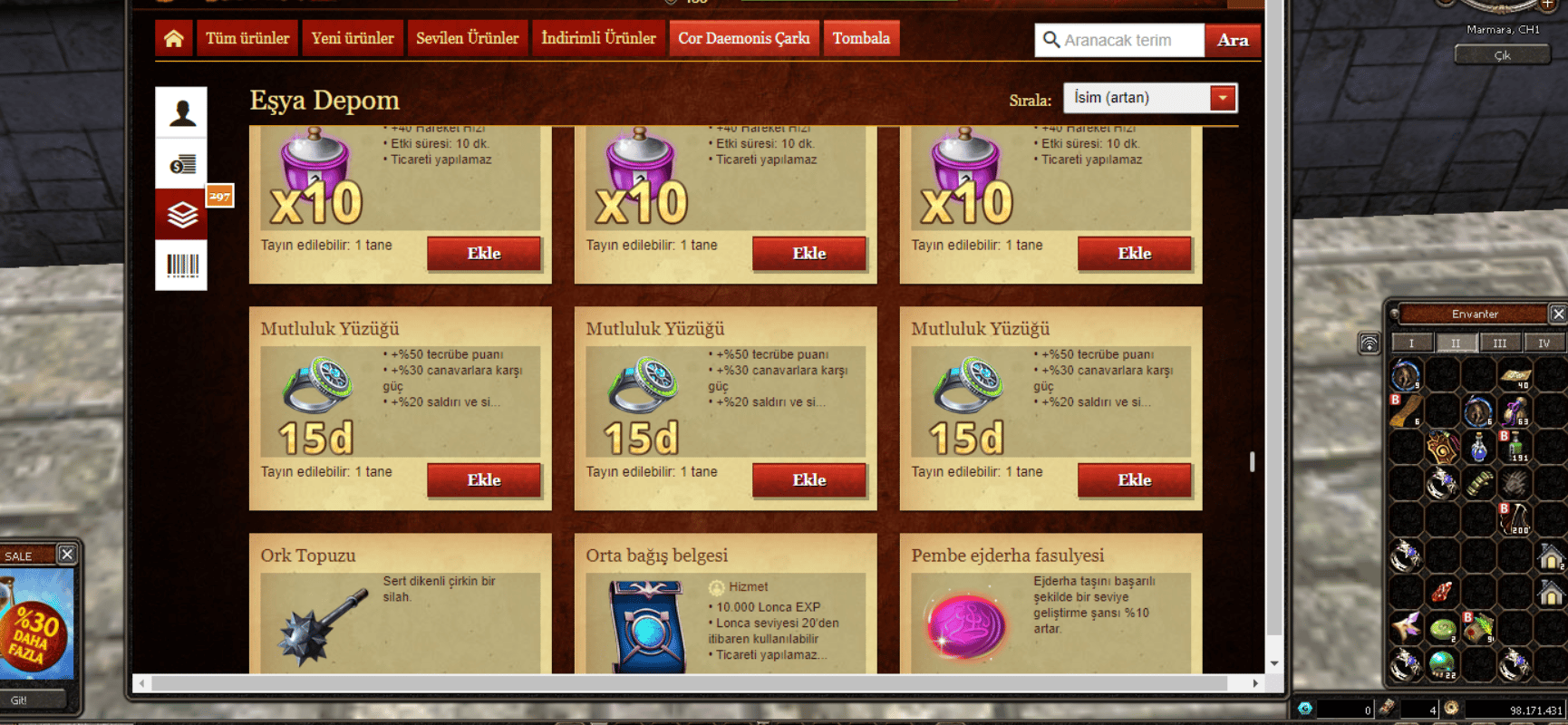 5id auralı 105lvl Pli bedensl-lycan 61lvl havag10