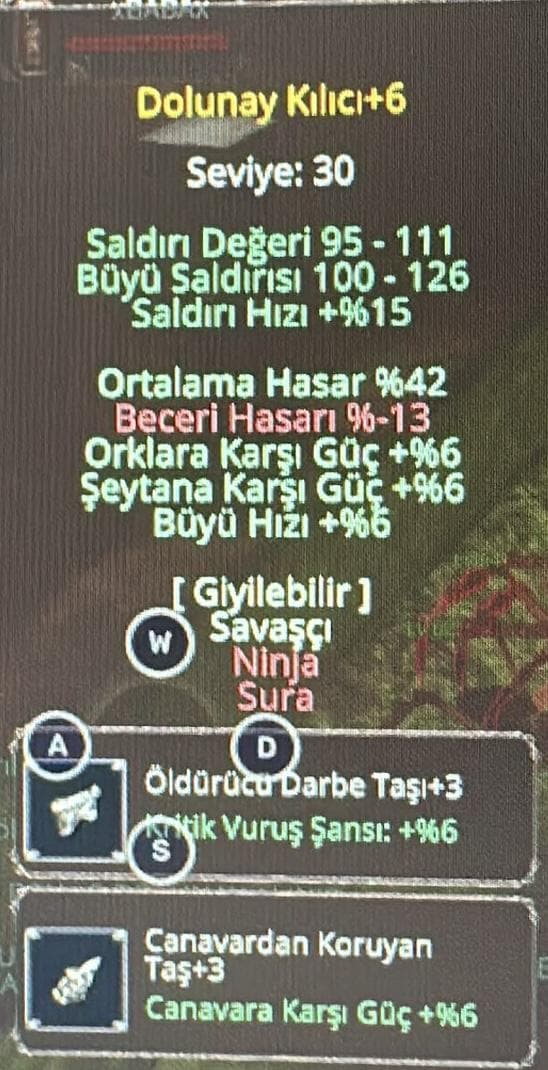 +6 42 ORT /3 taşlı (6 Şeytan/6 Ork/6 büyü)