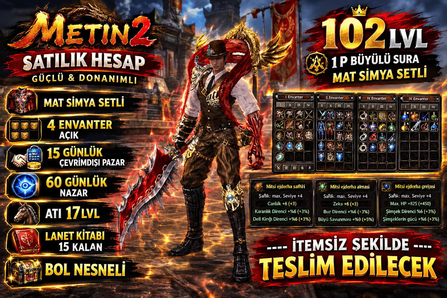102 LVL 1 P BÜYÜLÜ SURA MAT SİMYA SETLİ