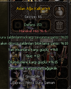 ELİTİN ELİTİ ASLAN AGZI +9 KALKAN