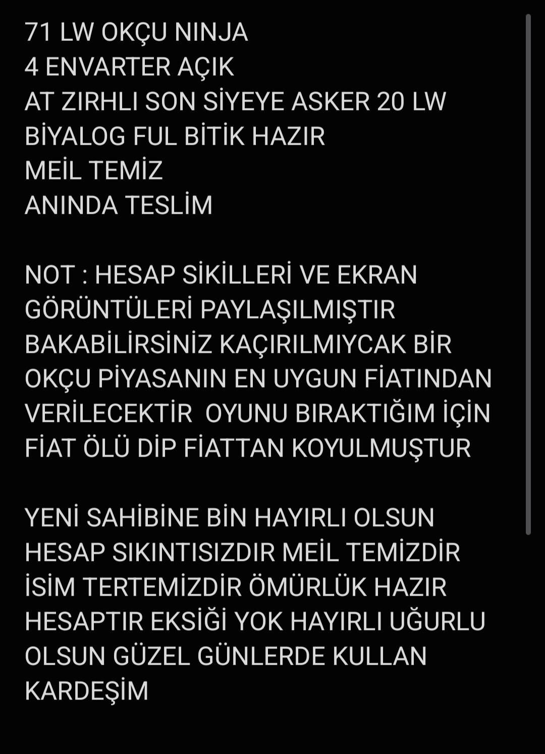 71 LW OKÇU NINJA FUL + FUL