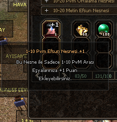 1-10 Pvm efsun nesnesi +1 (%100)