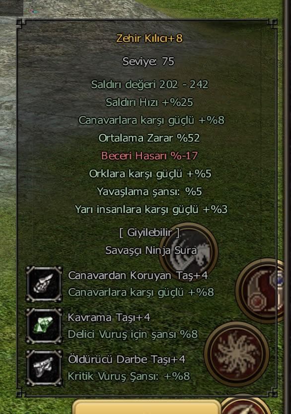 ZEHİR KILICI +8 52 ORT 3 yarı