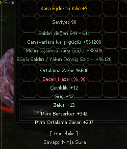 KARA EJDERHA KILICI +9 +600 ORT (AÇIKLAMAYI OKU)
