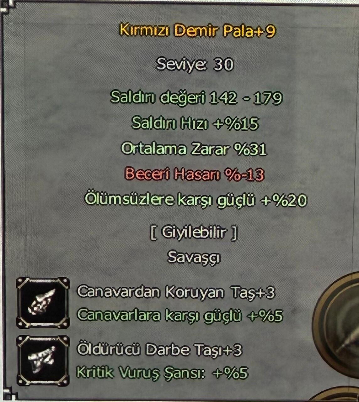 31 ort 20 ölümsüz Kırmızı demir pala ( kdp )