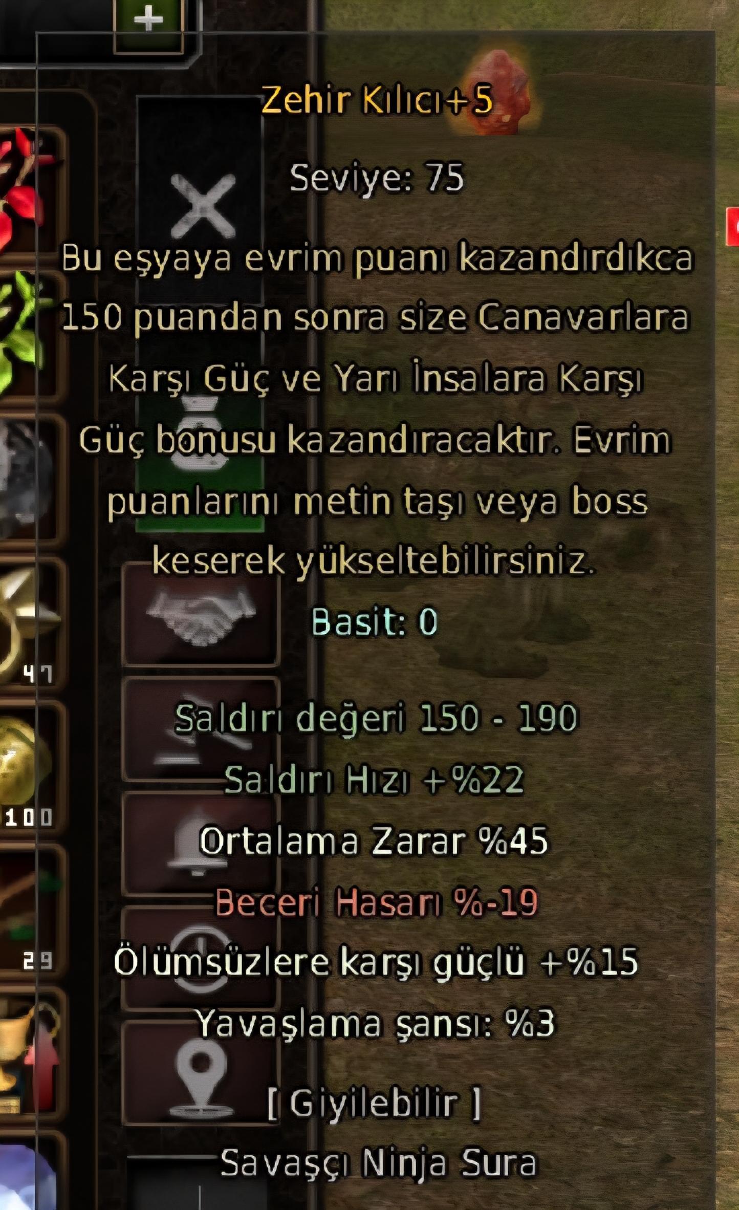 Zehir kılıcı +6 45 ort