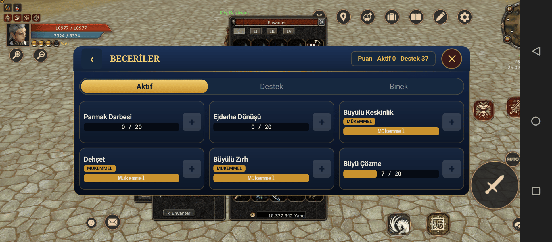 56 lvl Büyülü K. Sura 3 skill P itemli ( Teklif bırakabilirsiniz )