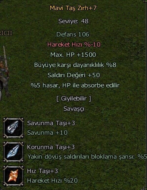 +7 MAVİ TAŞ 1500hp 50STR 5 HP ABSORBE