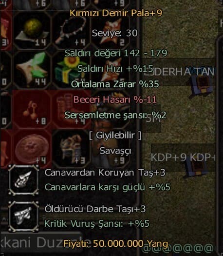 +9 kdp 35 ort 2 sersem 11 beceri +taşlar